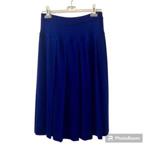 Vintage Rodier Womens Blue Violet Elastic Waist Pleated Wool Blend Skirt Sz M/LG